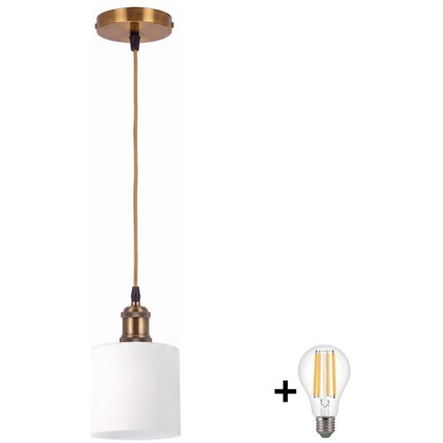 Brilagi LED luster na sajli RETRO GLASS 1xE27/60W/230V prečnik 10 cm zlatna/bela Slike