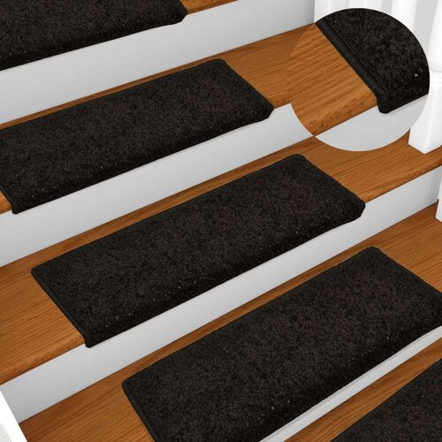  Tepisi za stepenice 15 kom 65x21x4 cm crni Slike