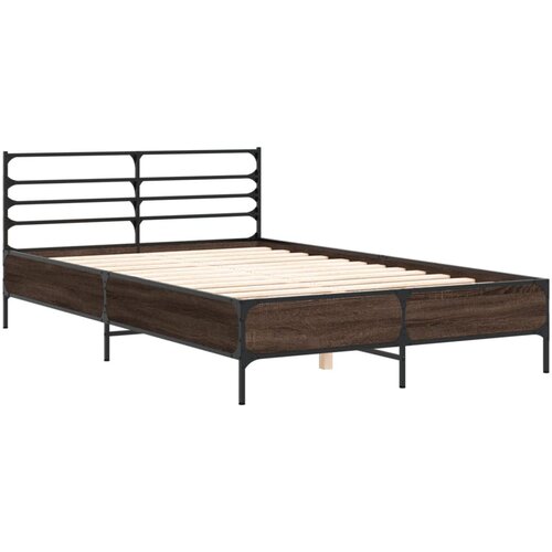 vidaXL Posteljni okvir rjav hrast 120x200 cm inženirski les in kovina, (21155952) Cene