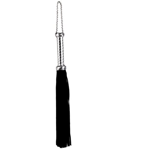 DEVIL STICKS Flogger with Metallic Leather Handle &amp;amp; Suede Leather Tails 46cm Black Slike