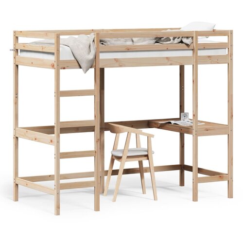 Maison Chic Postelja za odrasle - Posteljni Okvir z mizo 90x190 cm trdna borovina, (22082125) Slike