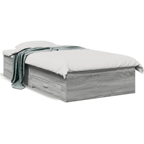 VidaXL Posteljni okvir s predali siva sonoma 90x190 cm inženirski les Slike