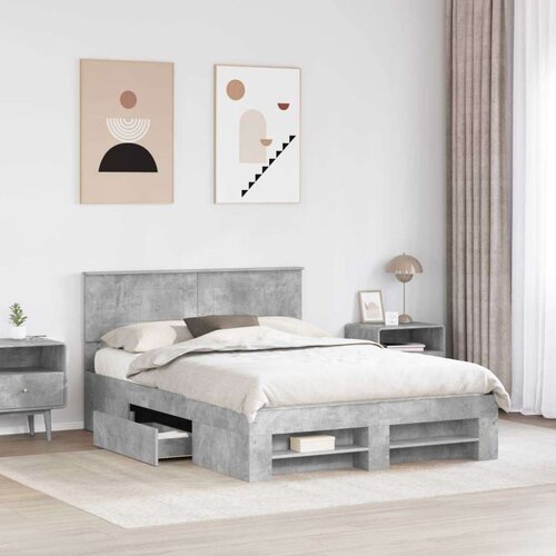  Okvir za krevet s uzglavljem Betonski sivi 160 x 200 cm - Beton siva 160 x 200 cm Slike