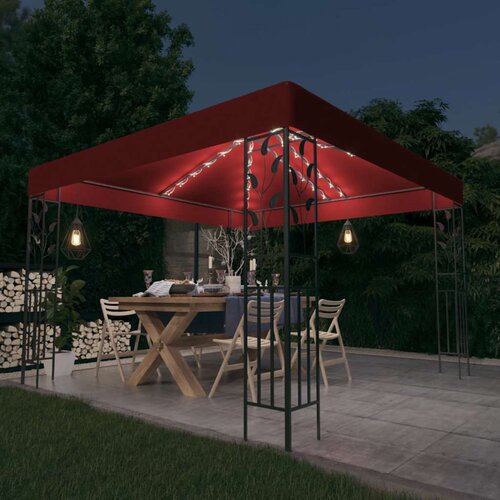  Sjenica s LED svjetlosnim trakama 3 x 3 m crvena boja vina Cene