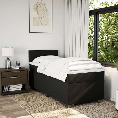 vidaXL Box spring postelja z vzmetnico črn 90x190 cm blago Cene