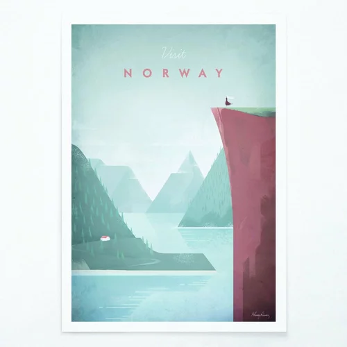 Travelposter Plakat Norway, A3