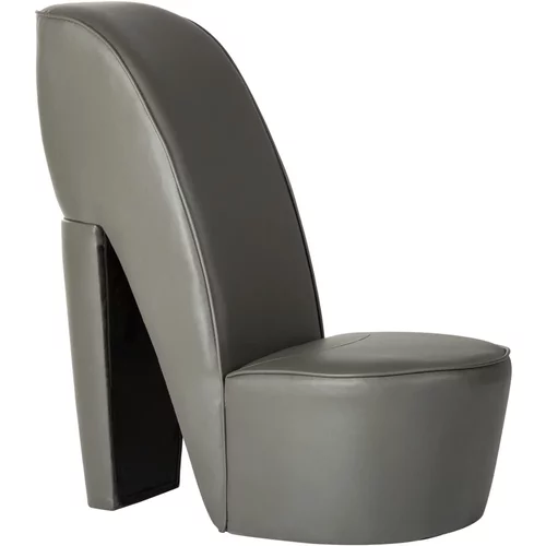  Stolica u obliku visoke pete od umjetne kože siva