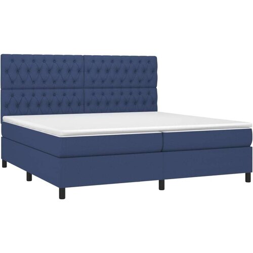  Krevet box spring s madracem LED plavi 200x200 cm od tkanine Slike