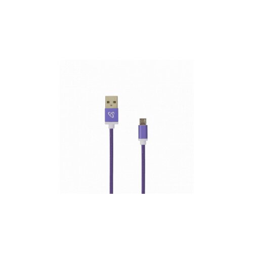 S Box Kabel USB A-B mikro 1,5m bombažna za&amp;scaron;čita, vijola USB-10315U Slike