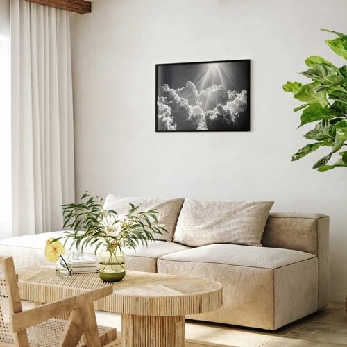  Plakat Hope in the Clouds: Inspiring Sun Rays &amp;ndash; Awaken Emotions 60x40 Crni okvir Slike