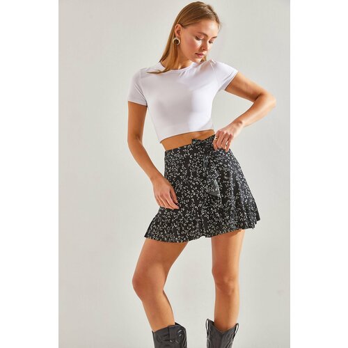 Bianco Lucci Women's Elastic Waist Patterned Mini Skirt Slike