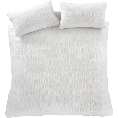 Catherine Lansfield Bijela posteljina za bračni krevet/za produženi krevet od krepa 230x220 cm Seersucker – Cijene