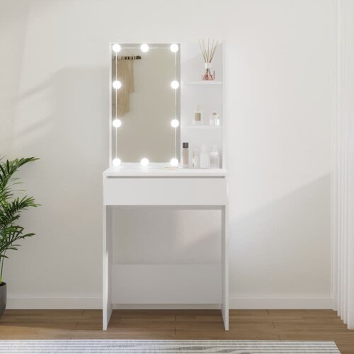 VidaXL Toaletni stolić s LED svjetlima bijeli 60x40x140 cm Slike