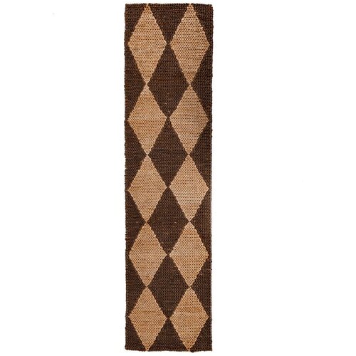Flair Rugs Rjav/v naravni barvi ročno tkan tekač iz mešanice jute 60x230 cm Effie Diamond – Cene