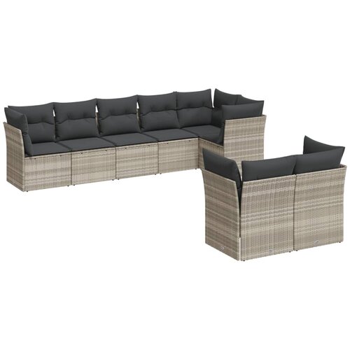  8-dijelni set vrtnih sofa od poliratana s jastucima svjetlosivi Slike