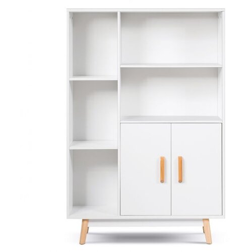  Moderna lesena knjižna omara za dom ali pisarno 80 x 24 x 119 cm (bela) Slike