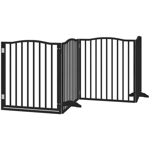  Vrata za pse s vrata&amp;scaron;cima 6 panela sklopiva 480 cm drvo topole Crna 80 x 90 x 2 cm Slike