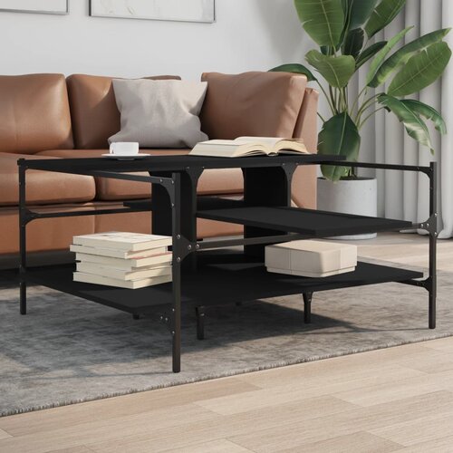 vidaXL Klubska mizica črna 100x100x48,5 cm inženirski les Cene