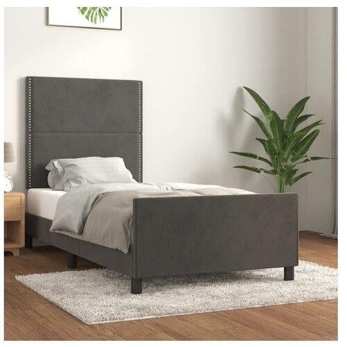  Posteljni okvir z vzglavjem temno siv 90x200 cm žamet Cene