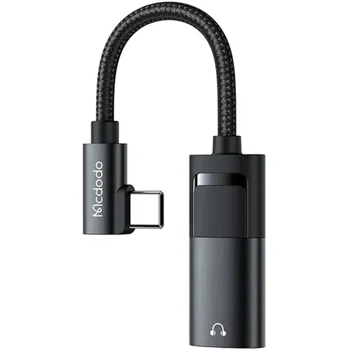 McDodo USB-C v AUX mini jack 3,5 mm + USB-C adapter, CA-1880 (črn), (20627883)