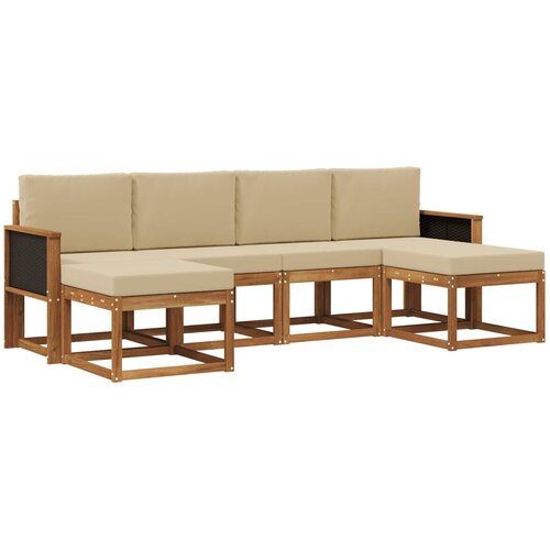 vidaXL Zunanja garnitura za sedenje 6 pcs Naravna in bež Poliester, (5000282202) Cene