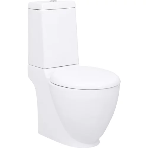vidaXL Keramična WC školjka okrogla pretok vode spodaj bela