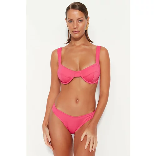 Trendyol Pink Underwire, Textured Bikini Top