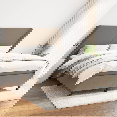 The Living Store Box spring postelja z vzmetnico taupe 140x200 cm blago - Box Spring Postelja, (21514149) Cene