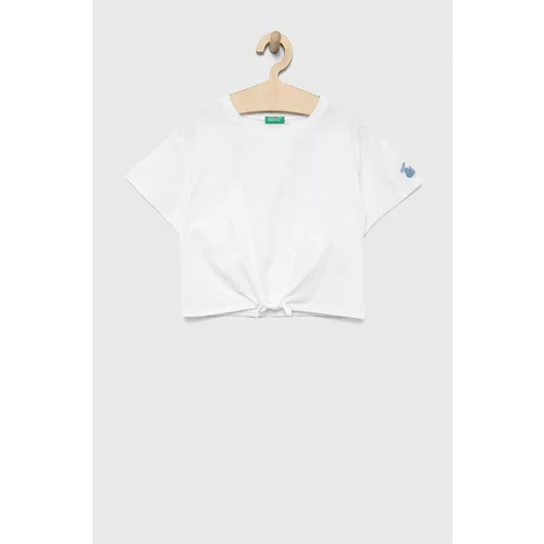 United Colors Of Benetton Otroška bombažna kratka majica bela barva