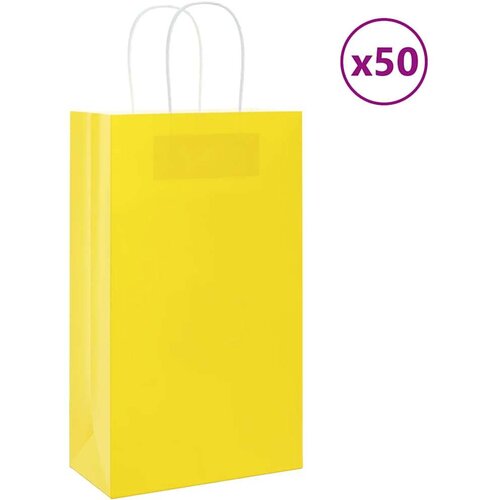  Papirnate vrećice 50 kom s ručkama žute 21x11x36 cm Slike