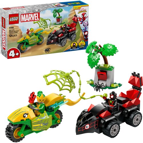 Lego Spidey Spin and Electro Dinosaur Vehicle Chase &amp;scaron;tevilka 11198 Slike