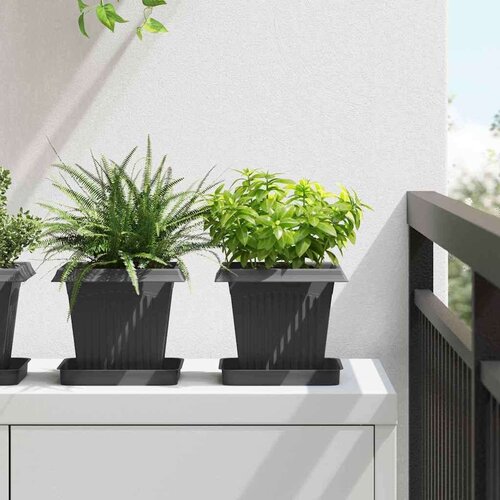  Kvadratna cvetlična posoda 24 pcs Črna 16 x 16 x 14 cm Plastika, (5000207503) Cene