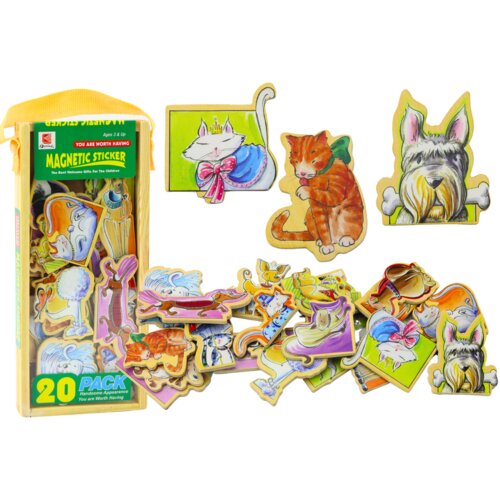  Set of Wooden Magnets with Colorful Animals, 20 pieces Cene