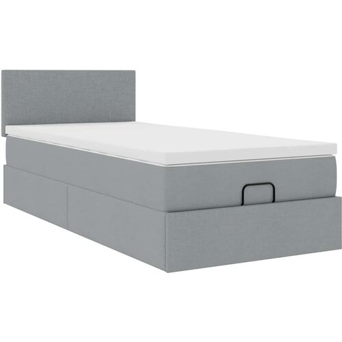 VidaXL Otomanski okvir kreveta s madraca svijetlosivi 90x190cm tkanine Slike