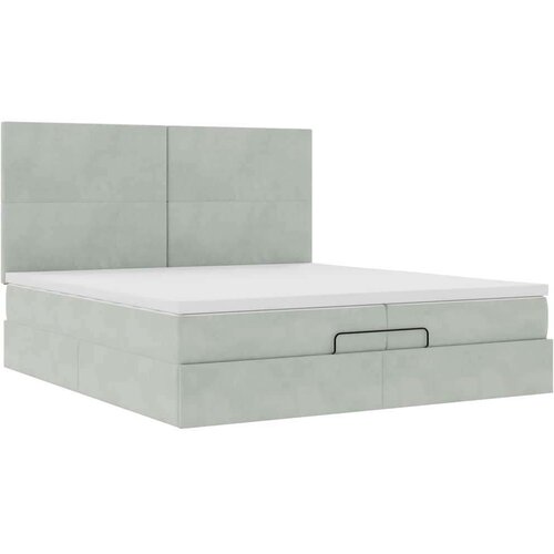 VidaXL okvir kreveta s madracima svijetlosivi 200x200cm bar&amp;scaron;unasti Slike