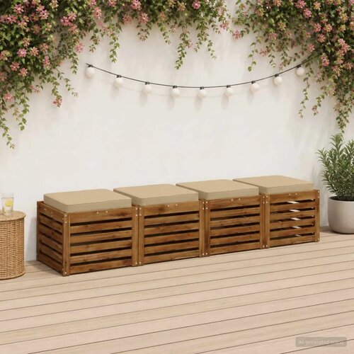  Jastučići za sjedalo od 4 dijela VUGHT 4 pcs 100% poliester Bež - Bež (poliester) 50 x 50 cm 4 Cijene