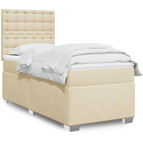  The Living Store Box spring postelja z vzmetnico krem 90x190 cm blago - Box Spring Postelja, (21496734) Slike