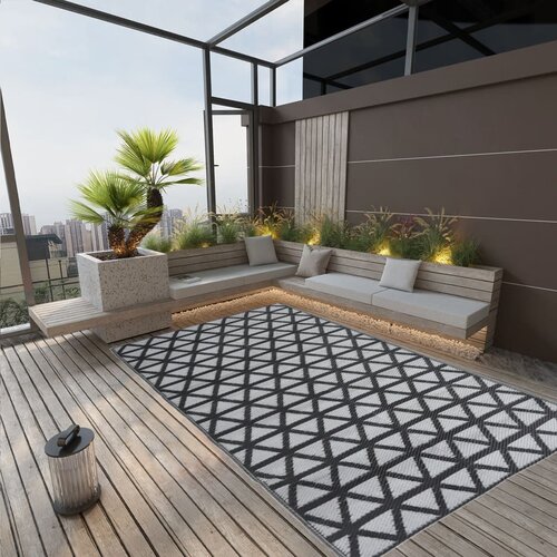 vidaXL Zunanja preproga črna 140x200 cm PP Cene