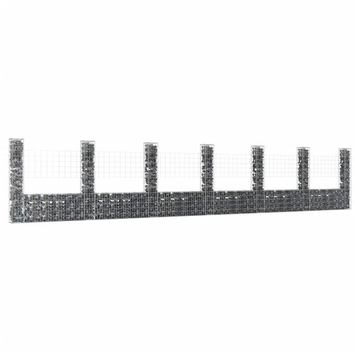 vidaXL gabion košara u-oblike s 7 stebri železo 740x20x150 cm Cene