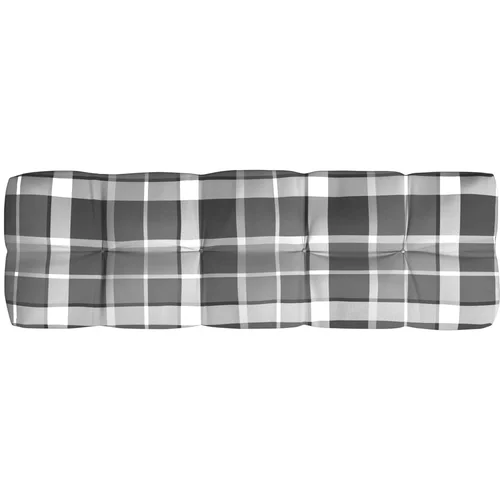 vidaXL jastuk za sofu od paleta sivi karirani 120 x 40 x 10 cm