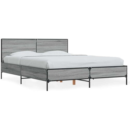  Posteljni okvir siva sonoma 140x190 cm inž. les in kovina Slike