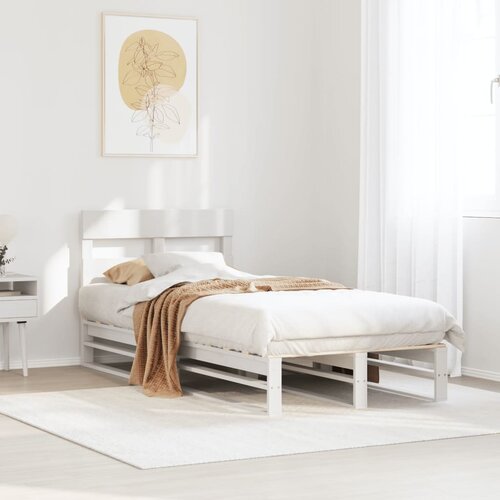 VidaXL Okvir kreveta bez madraca bijeli 90 x 200 cm masivna borovina Slike