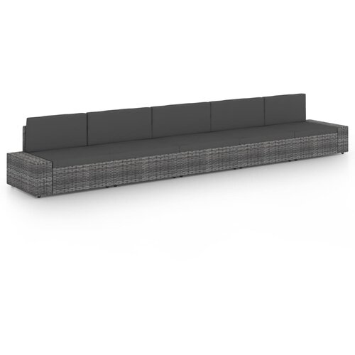  5-dijelna vrtna garnitura od poliratana s jastucima siva Cijene