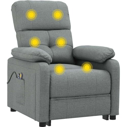 VidaXL Električni masažni fotelj temno sivo blago Slike