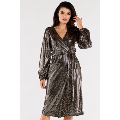Awama Woman's Dress A564 Gold/Dots Cene