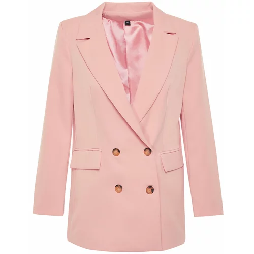 Trendyol Dusty Rose Oversize Lined Buttoned Woven Blazer Jacket