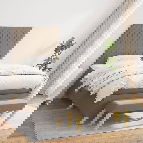 vidaXL Box spring postelja z vzmetnico taupe 90x190 cm blago Cene
