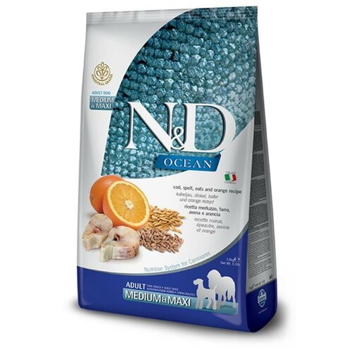 N&d ocean hrana za pse bakalar, spelta, ovas i pomorandža medium&maxi 12kg Cene