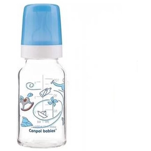 Canpol staklena flašica 120ml blue print, 0m+ Slike