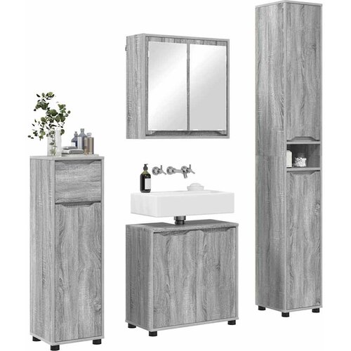 Set namje&amp;scaron;taja za kupaonicu 4 pcs Siva Sonoma Konstruirano drvo Slike